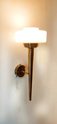 Space Age Wall Light in Brass and Glass-QLH-1820835