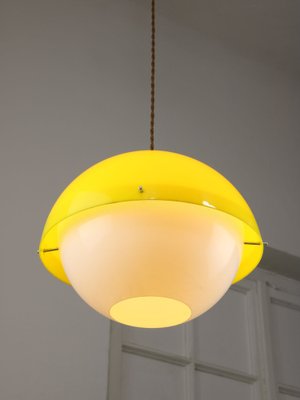 Space Age Yellow Acrylic Glass Pendant Lamp, 1970s-HGJ-1723729