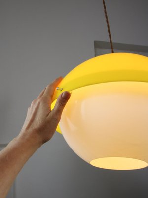 Space Age Yellow Acrylic Glass Pendant Lamp, 1970s-HGJ-1723729