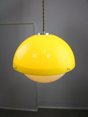 Space Age Yellow Acrylic Glass Pendant Lamp, 1970s-HGJ-1723729