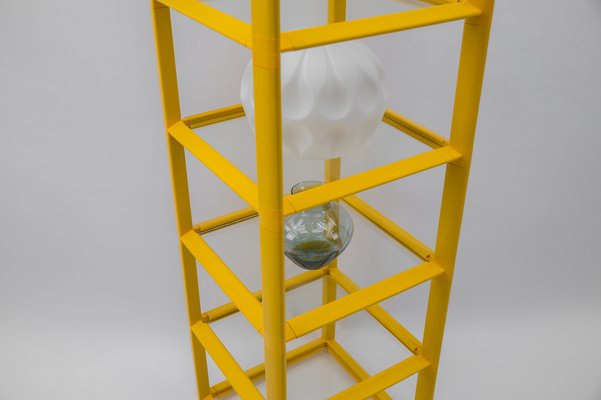 Space Age Yellow Plug-in Rack in Plastic and Glass, 1970s-KQB-1240166