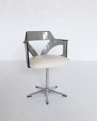 Spage Age Smoked Plexi Glass Swivel Desk Chair, 1960s-KL-1367354