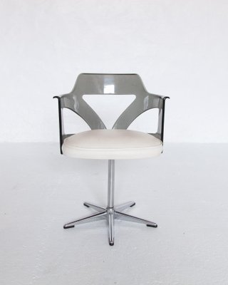 Spage Age Smoked Plexi Glass Swivel Desk Chair, 1960s-KL-1367354