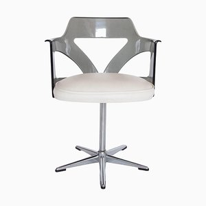 Spage Age Smoked Plexi Glass Swivel Desk Chair, 1960s-KL-1367354