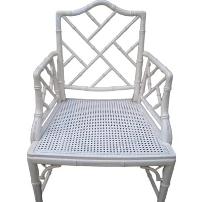 Spanish Armchair in Wood Imitating Bamboo with Woven Wicker Seat-TCS-1275386