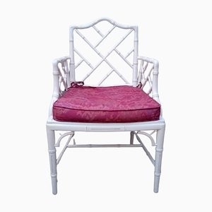 Spanish Armchair in Wood Imitating Bamboo with Woven Wicker Seat-TCS-1275386