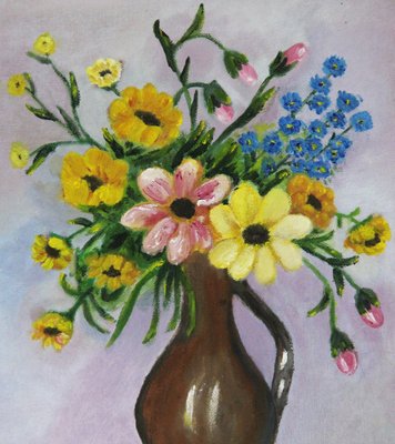 Spanish Artist, Floral Still Life, 20th Century, Oil on Canvas-ZYI-1332054