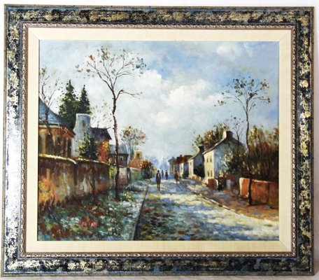 Spanish Artist, Street in a Typical Spanish Village, Late 20th Century, Oil on Canvas-ZYI-1352914