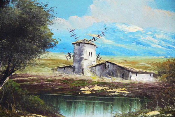 Spanish Artist, Typical Spanish Landscape, 20th Century, Oil on Canvas, Framed-ZYI-1332103