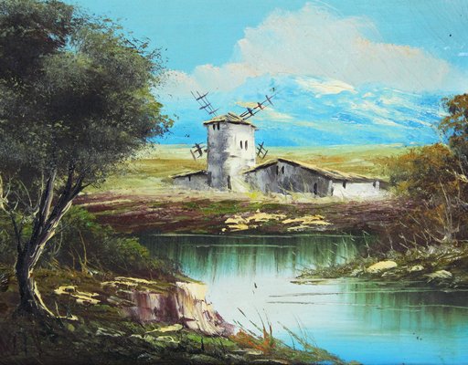 Spanish Artist, Typical Spanish Landscape, 20th Century, Oil on Canvas, Framed-ZYI-1332103