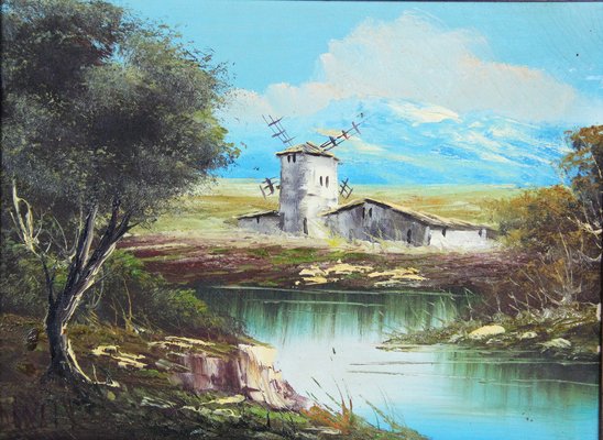 Spanish Artist, Typical Spanish Landscape, 20th Century, Oil on Canvas, Framed-ZYI-1332103