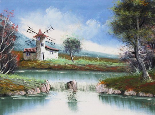 Spanish Artist, Windmill, 1990s, Oil on Canvas-ZYI-1340620