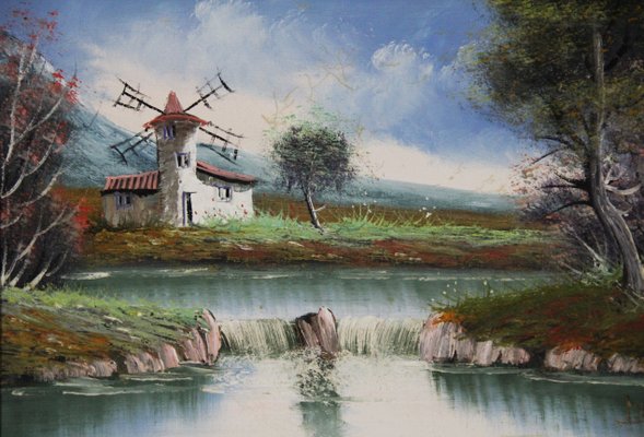 Spanish Artist, Windmill, 1990s, Oil on Canvas-ZYI-1340620