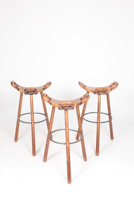 Spanish Bar Stools, 1960s, Set of 3-FK-594247