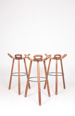 Spanish Bar Stools, 1960s, Set of 3-FK-594247