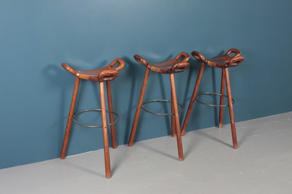 Spanish Bar Stools, 1960s, Set of 3-FK-594247