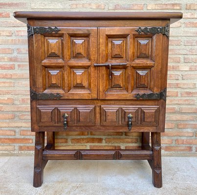 Spanish Baroque Chest of Drawers in Carved Walnut, 1940s-NOU-1299696