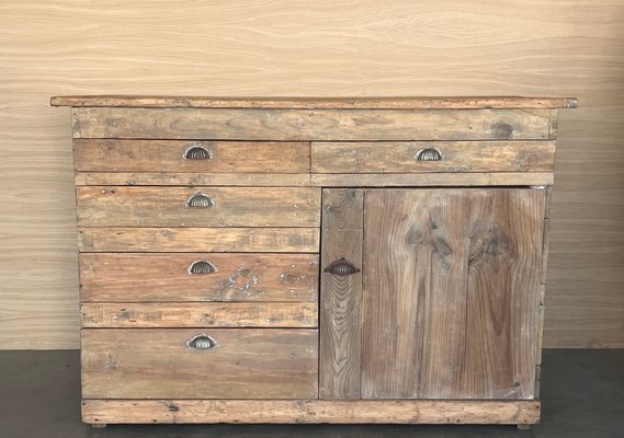 Spanish Bleached Pine Cabinet with Drawers and Door, 1860s-PSK-2019792