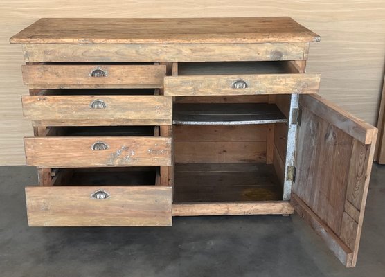 Spanish Bleached Pine Cabinet with Drawers and Door, 1860s-PSK-2019792