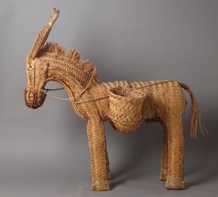 Spanish Braided Flowers Donkey, 1960s-ESB-1816541