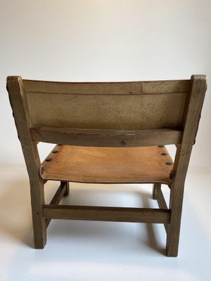 Spanish Brutalist Lounge Chair in Oak, 1970s-HKY-1722703