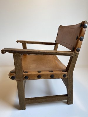 Spanish Brutalist Lounge Chair in Oak, 1970s-HKY-1722703