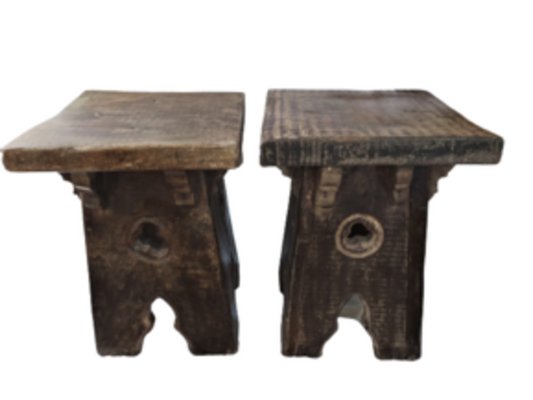 Spanish Brutalist Oak Stool-SNX-1288832