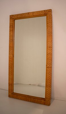 Spanish Cane Wall Mirror, 1970s-KT-1398995