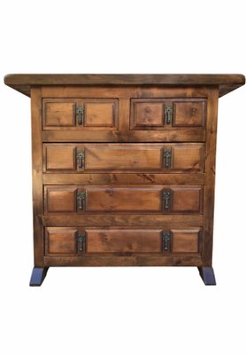 Spanish Catalan Carved Walnut Chest of Drawers, Highboy or Console, 1920s-NOU-739234