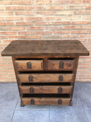 Spanish Catalan Carved Walnut Chest of Drawers, Highboy or Console, 1920s-NOU-739234