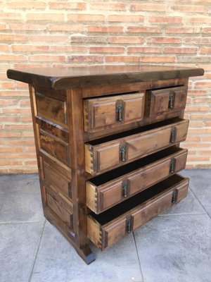 Spanish Catalan Carved Walnut Chest of Drawers, Highboy or Console, 1920s-NOU-739234