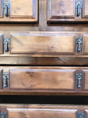 Spanish Catalan Carved Walnut Chest of Drawers, Highboy or Console, 1920s-NOU-739234