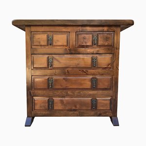 Spanish Catalan Carved Walnut Chest of Drawers, Highboy or Console, 1920s-NOU-739234