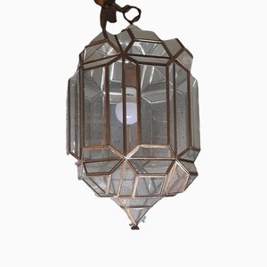 Spanish Ceiling Lamp in Brass & Glass, 1980s-TCS-1315212