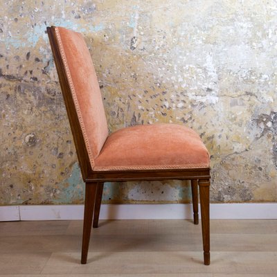 Spanish Chair in Walnut with Velvet Pink Seat, 1940s-CQZ-1295855