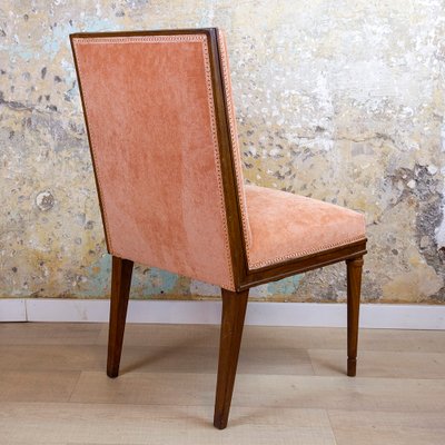 Spanish Chair in Walnut with Velvet Pink Seat, 1940s-CQZ-1295855