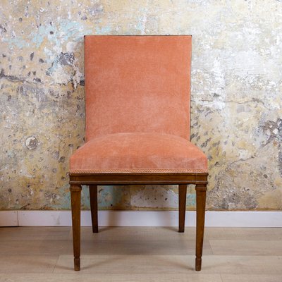 Spanish Chair in Walnut with Velvet Pink Seat, 1940s-CQZ-1295855