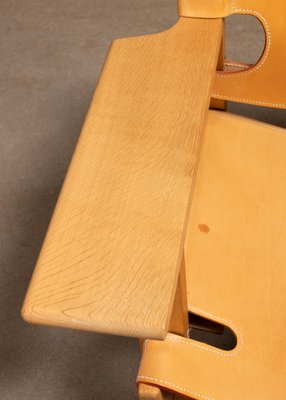 Spanish Chair Set in Naturel Leather and Oak by Børge Mogensen for Fredericia, 1995, Set of 2-JK-1824715