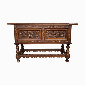 Spanish Console Chest Table with 2-Carved Drawers & Original Hardware-PSK-1100632