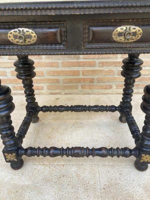 Spanish Ebonized Walnut Side Table with Drawer, 1880s-NOU-1113407