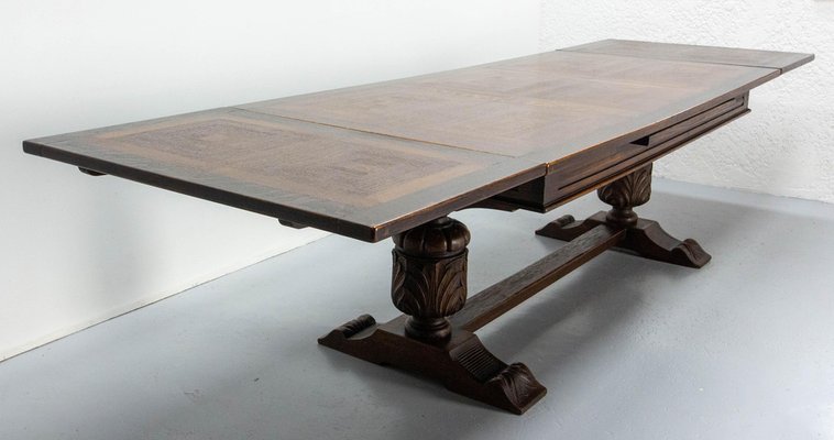 Spanish Extendable Oak Dining Table, 1960s-RIU-1747895