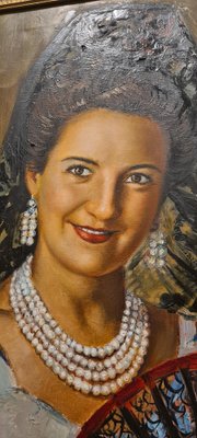 Spanish Girl Portrait, 1950s, Oil on Canvas, Framed-RPW-1820135