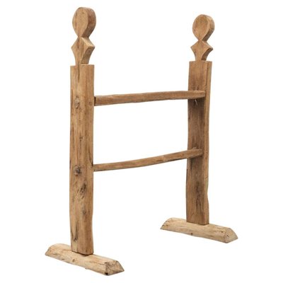 Spanish Hachero Traditional Natural Oak Wood Candleholder, 1890s-WM-1294339