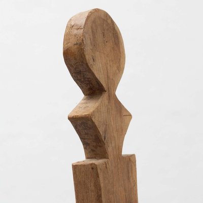 Spanish Hachero Traditional Natural Oak Wood Candleholder, 1890s-WM-1294339