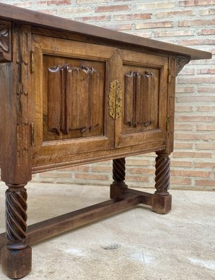 Spanish Hand Carved Console Table with Two Doors-NOU-1269768