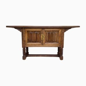 Spanish Hand Carved Console Table with Two Doors-NOU-1269768