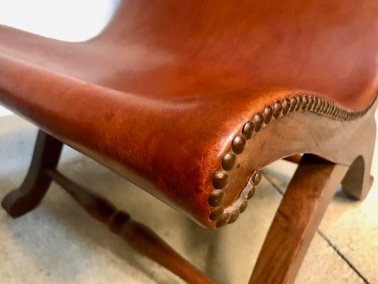 Spanish High-Back Leather Slipper Chairs by Pierre Lottier, 1950s, Set of 2-JP-999162