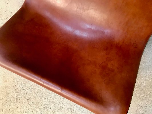 Spanish High-Back Leather Slipper Chairs by Pierre Lottier, 1950s, Set of 2-JP-999162