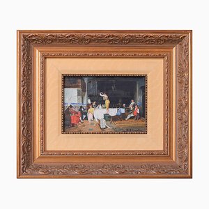 Spanish Interior Scene, the Party, 20th-century, Oil on Board, Framed-AOI-1189429