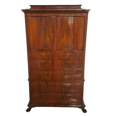 Spanish Mahogany Chest of Drawers with Upper Doors-TCS-1812904